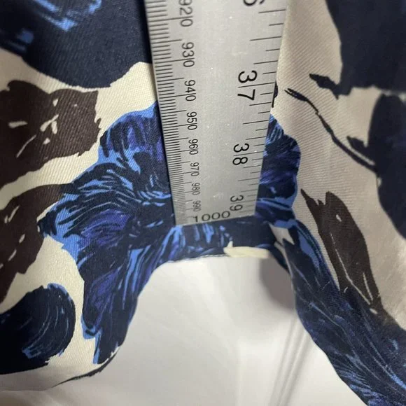 Boden Silk Linen Dress Womens 10 Reg Cap Sleeve Beige Blue Floral Shift Sheath - Picture 7 of 7